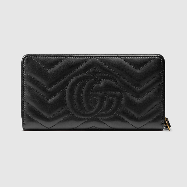 2017年春夏新作 グッチ スーパーコピー* GGマーモント ラウンドジッパー長財布 443123 DRW1T 1000/pelle nera